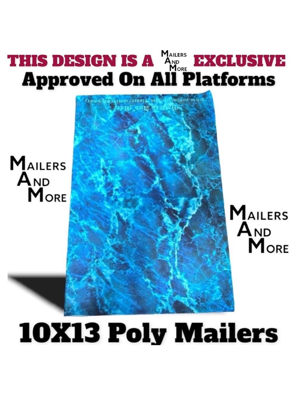 25 10X13 Poly Mailers Ice Water Marble Blue, Shipping Envelopes PRICE IS FIRM - Picture 5 of 8